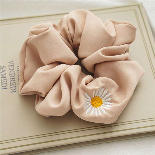 Daisy Embroidery Scrunchie