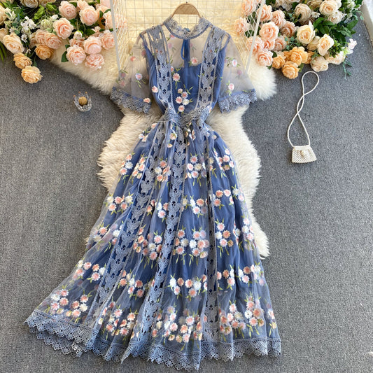 Round Neck Embroidery Dress