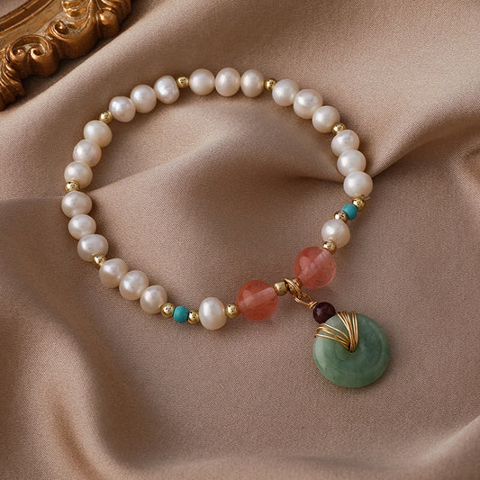 Synthetic Pearl Jade Bracelet